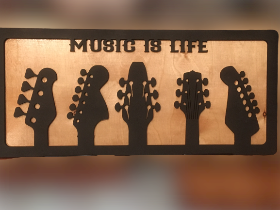 Thumbnail: Music Is Life - Guitar Head Wall Decor