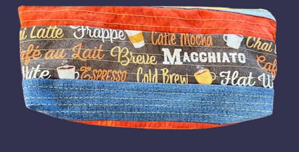 Thumbnail: Stylish Upcycled Denim Clutch Bag - Java Themed