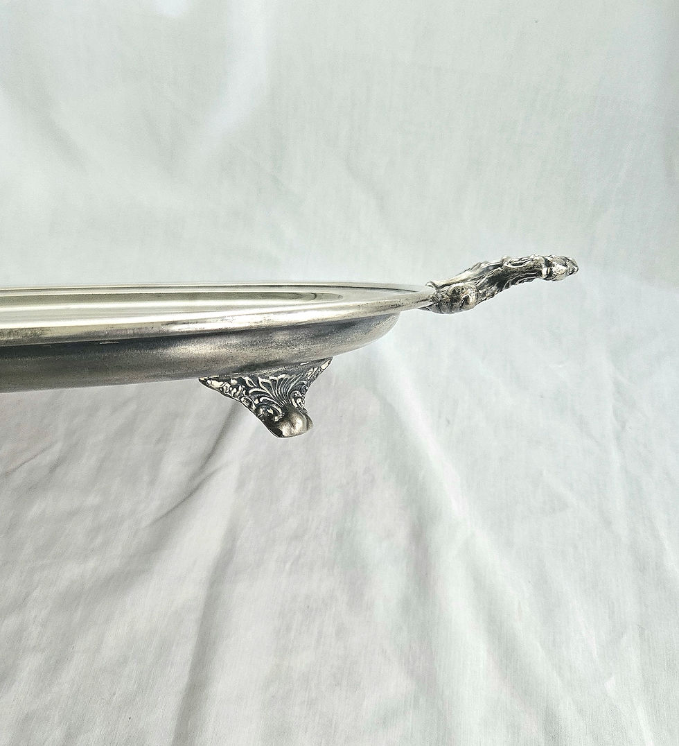 Thumbnail: Vintage Silver Plate Footed Butler Tray