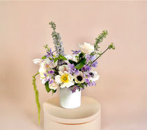 White rose floral centerpiece for corporate event or boardroom in Miami