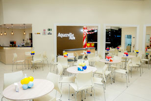 Ambiente social, bar e recepção do Buffet Infantil Aquarella Park na zona sul de São Paulo