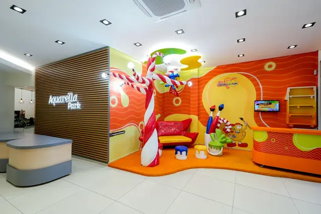 Ambiente único, interativo e instagramável e recepção do Buffet Infantil Aquarella Park na zona sul de São Paulo