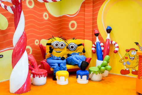 Minions no ambiente único, interativo e instagramável do Buffet Infantil Aquarella Park na zona sul de São Paulo