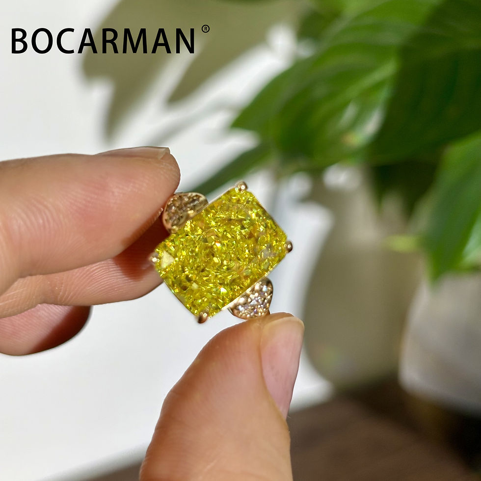 Thumbnail: Ice Cut Zircon Ring for Women Rectangular Copper Vintage