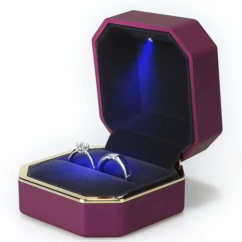 Thumbnail: New Luxury Ring Box Square Velvet Wedding Ring Case Jewelry Gift Box with L