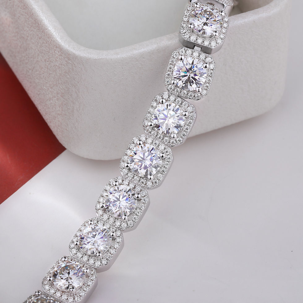 Thumbnail: Full Moissanite Bracelets S925 Silver GRA Certified Lab Diamond Hand Chain