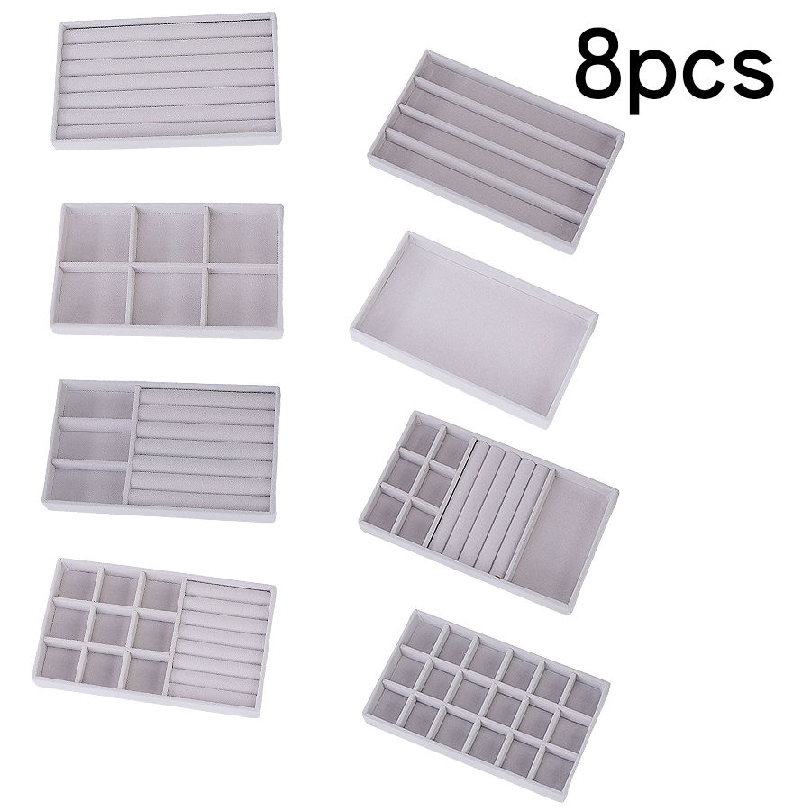 Thumbnail: 1 set, (including 8PCS) flocking jewelry box jewelry tray