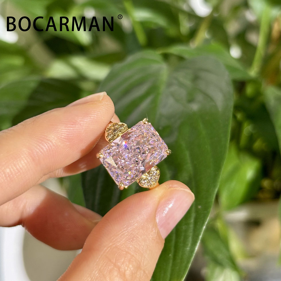 Thumbnail: Ice Cut Zircon Ring for Women Rectangular Copper Vintage