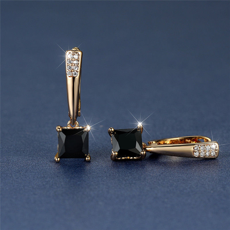 Thumbnail: Trendy Female Geometric Crystal Earrings Antique Zircon Square Stone Earring