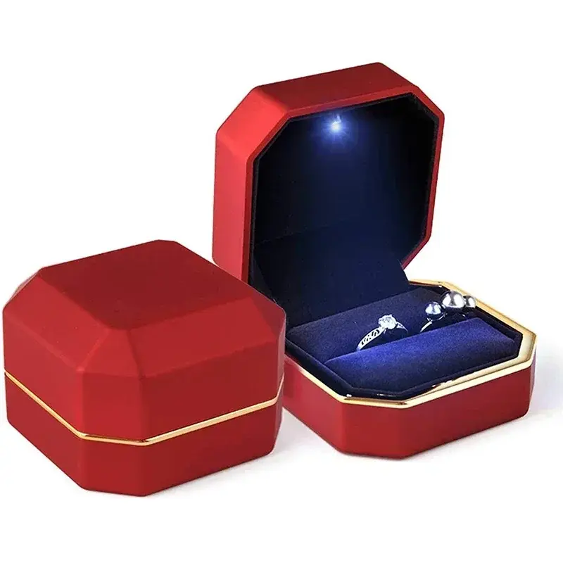 Thumbnail: New Luxury Ring Box Square Velvet Wedding Ring Case Jewelry Gift Box with L