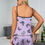 Thumbnail: Butterfly Print Pajama Set, Lettuce Trim Cami Top & Elastic Waistband Shorts, Wo