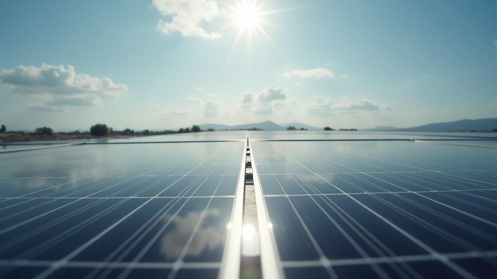 Wide angle view of a solar panel installation