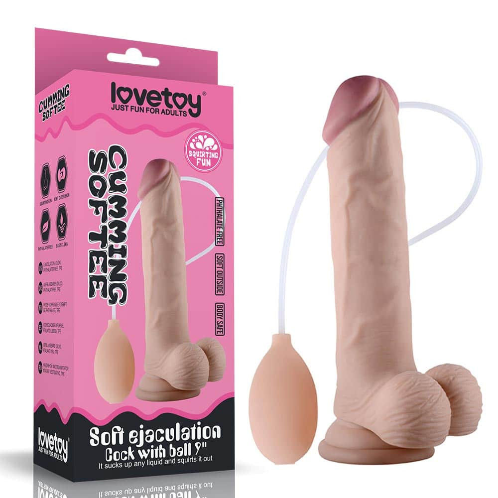DILDO REALISTICO - Soft Ejaculation Cock With Ball 9" Flesh