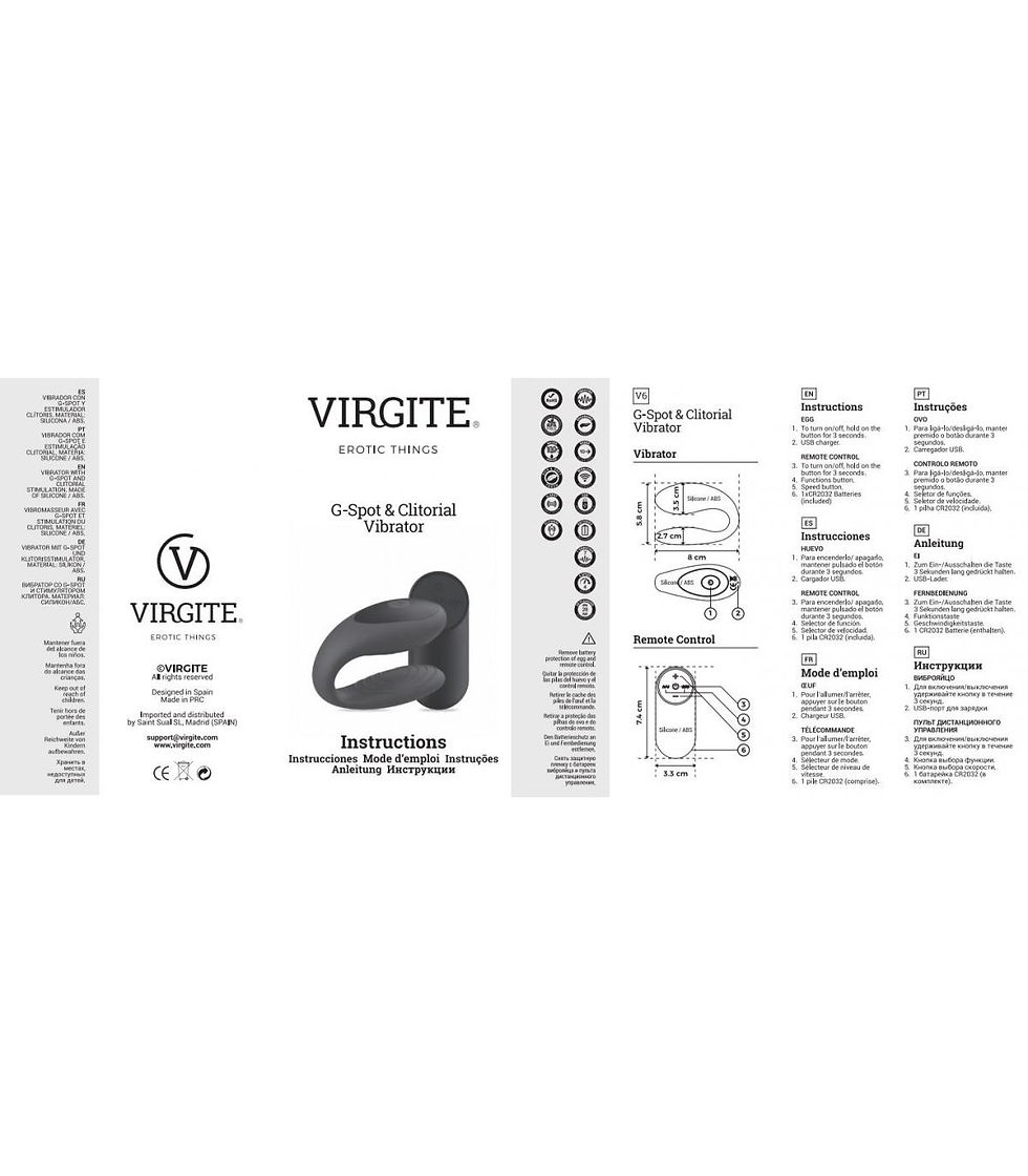 Miniatura: VIBRATORE DI COPPIA - Virgite - Ricaricabile E12 - Black Edition