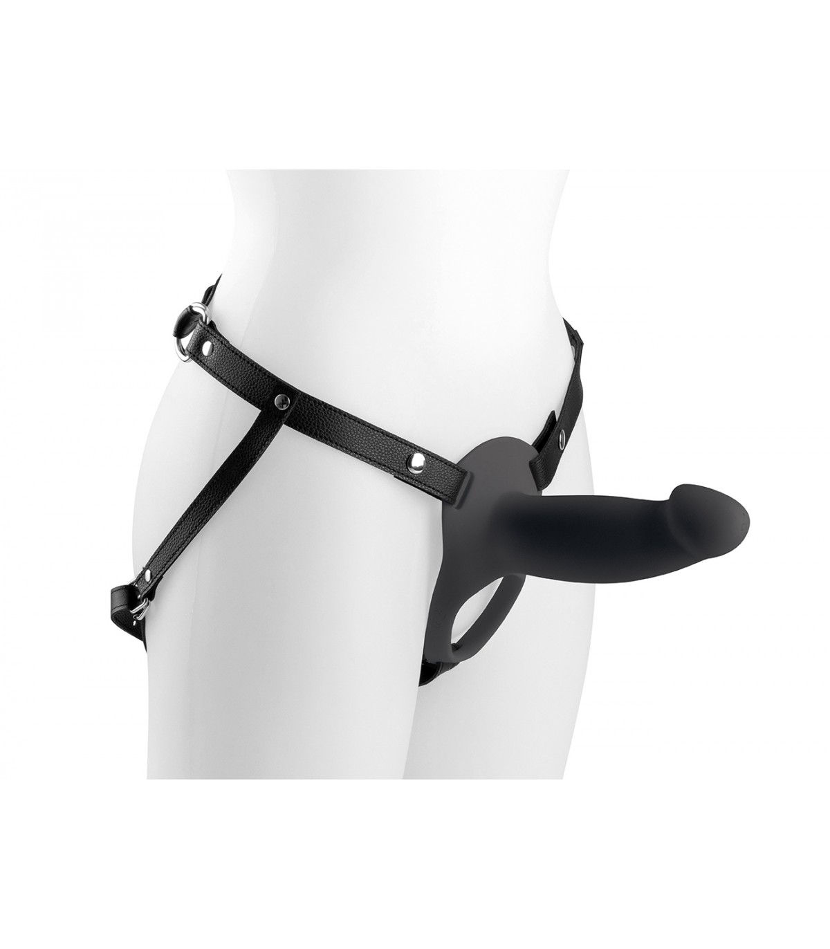 STRAP-ON DILDO CAVO - Virgite - Vibrante H4 - Taglia L - Nero