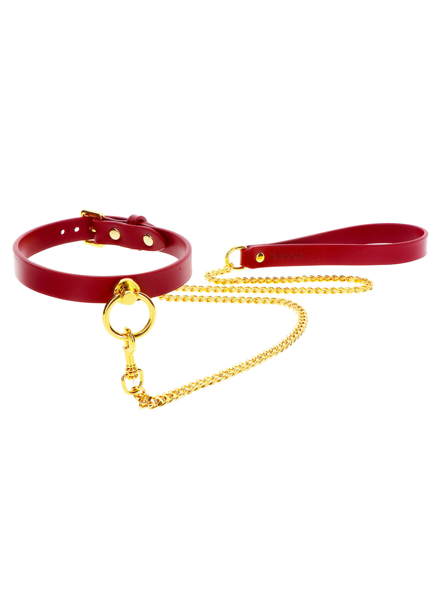 SET COLLARE E GUINZAGLIO - O-Ring Collar and Chain Leash Red