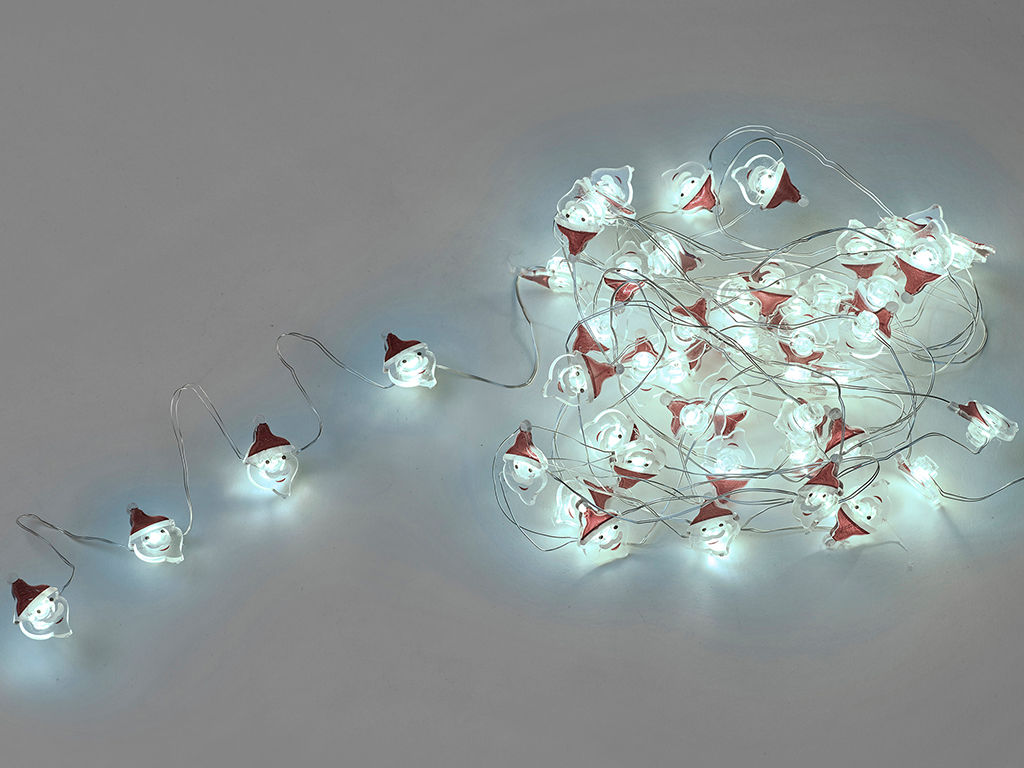 LUCI BABBO NATALE DEC.A BAT.50LED MT.5 BIANCO