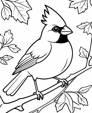 Cardinal on a Tree Branch – Free Forest Bird Coloring Page for Kids
