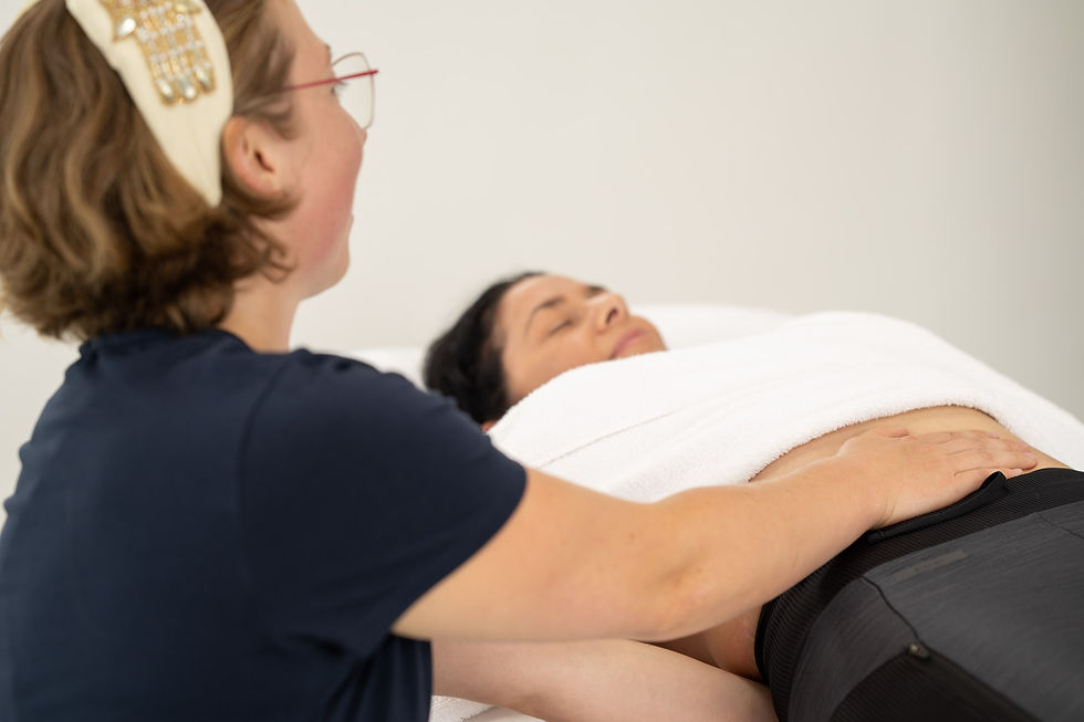 Releasing the sacrum and base of the spine.