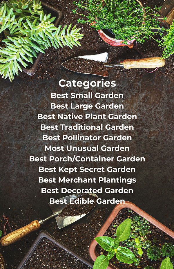 Categories include _ Best Small Garden Best Large Garden Best Native Plant Garden Best Tra