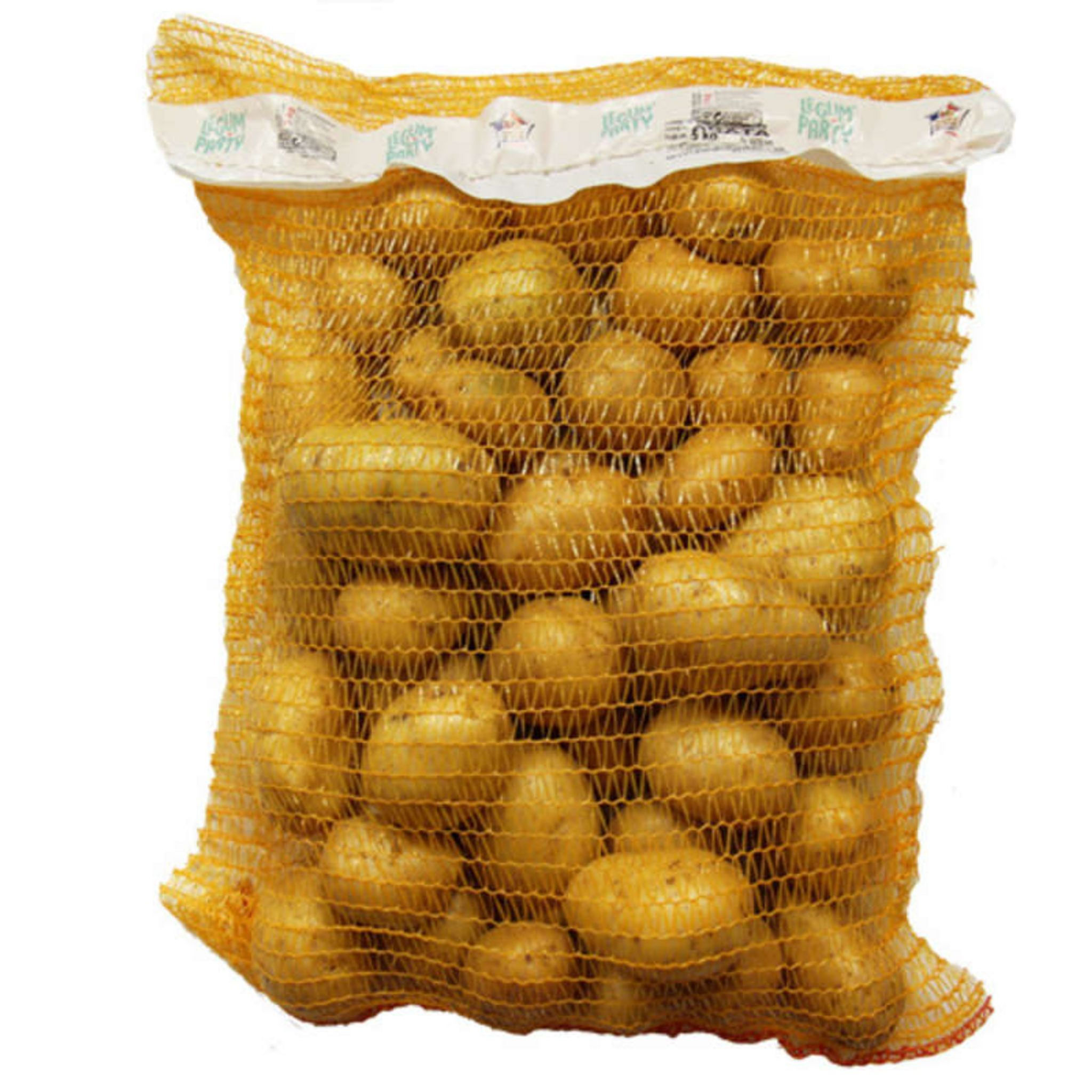 sac de pomme de terre de consommation en filet de 5kg et 10kg sur fond blanc