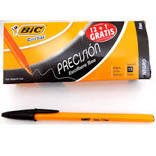 Bolígrafo negro punto fino BIC caja 12 pzas