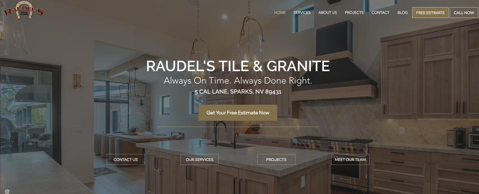 light kitchen with countertops and stove
