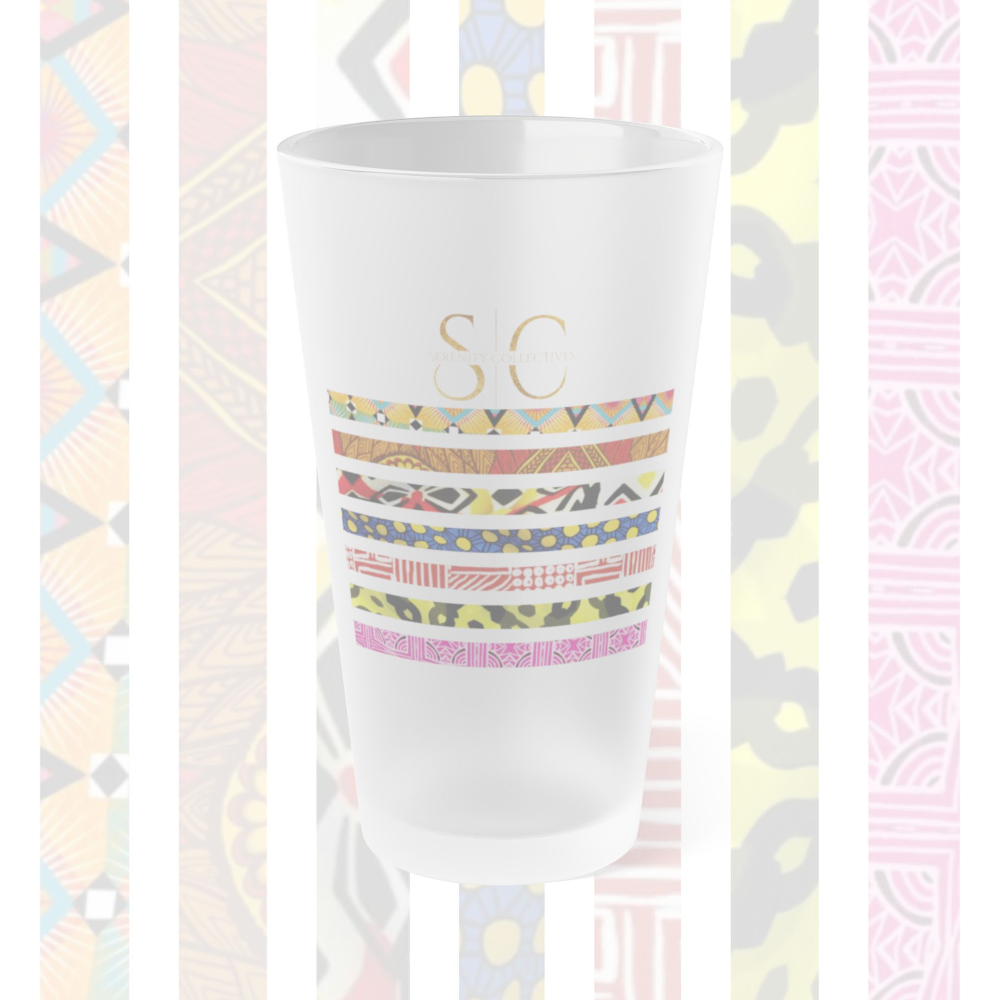 "Stripes" Serenity Collectives Frosted Pint Glass