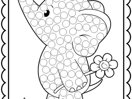 Elefante Ernesto para colorir - pintura com cotonete