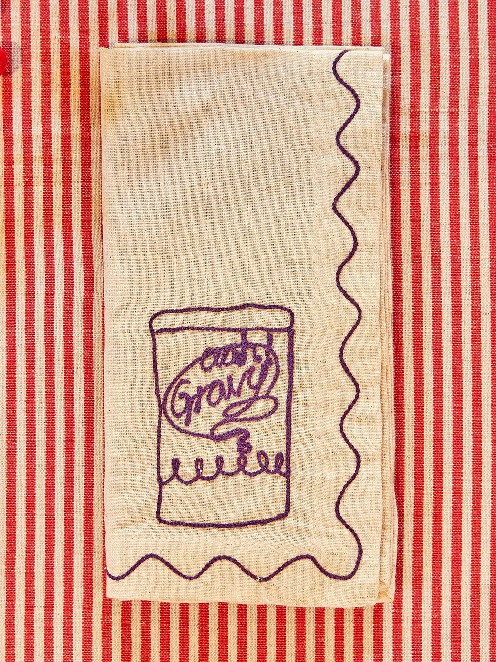 Thumbnail: Embroidered Christmas Condiment Napkins (Set of 6)
