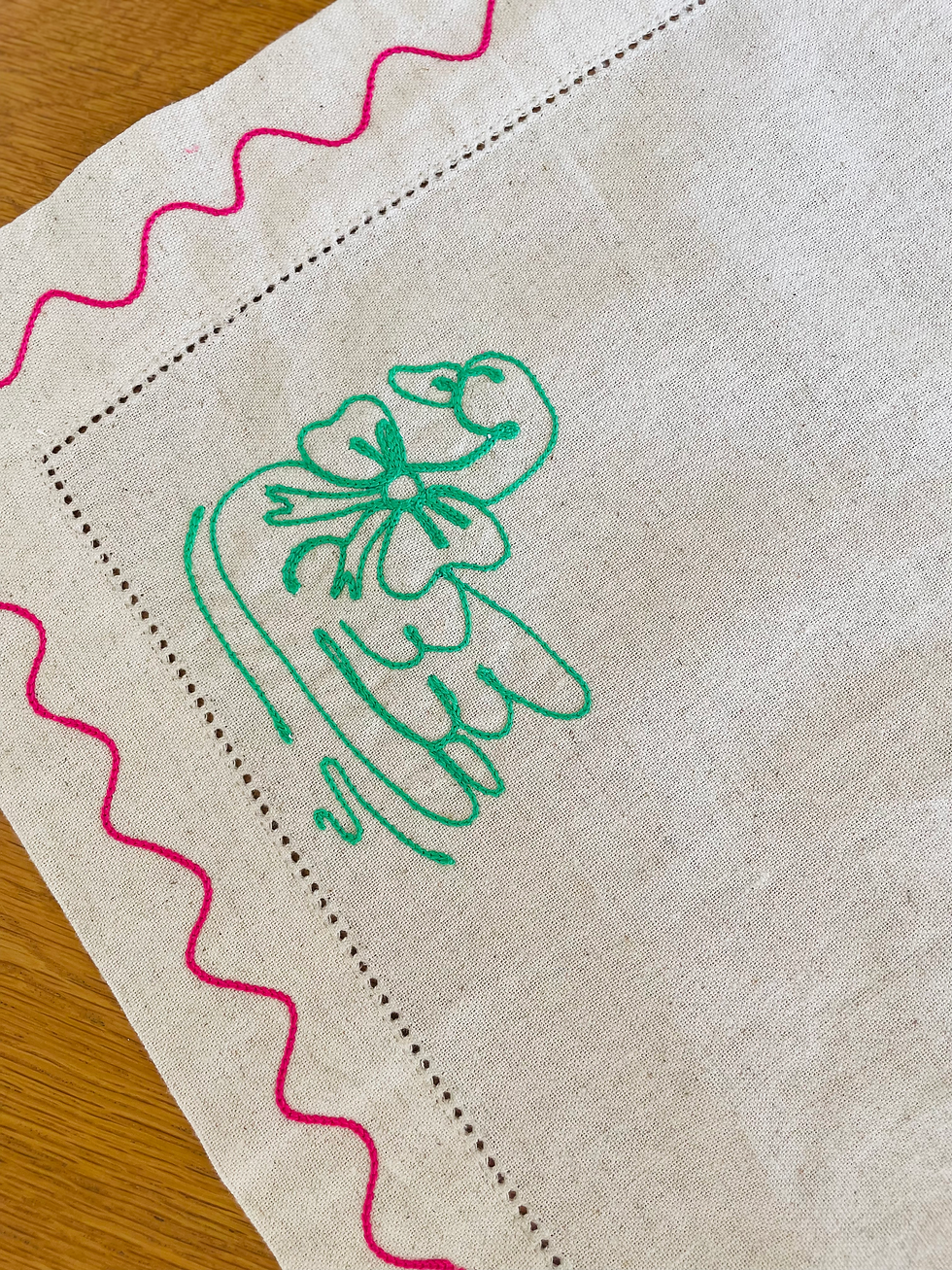 Thumbnail: Custom Bespoke Embroidered Linen Table Runner