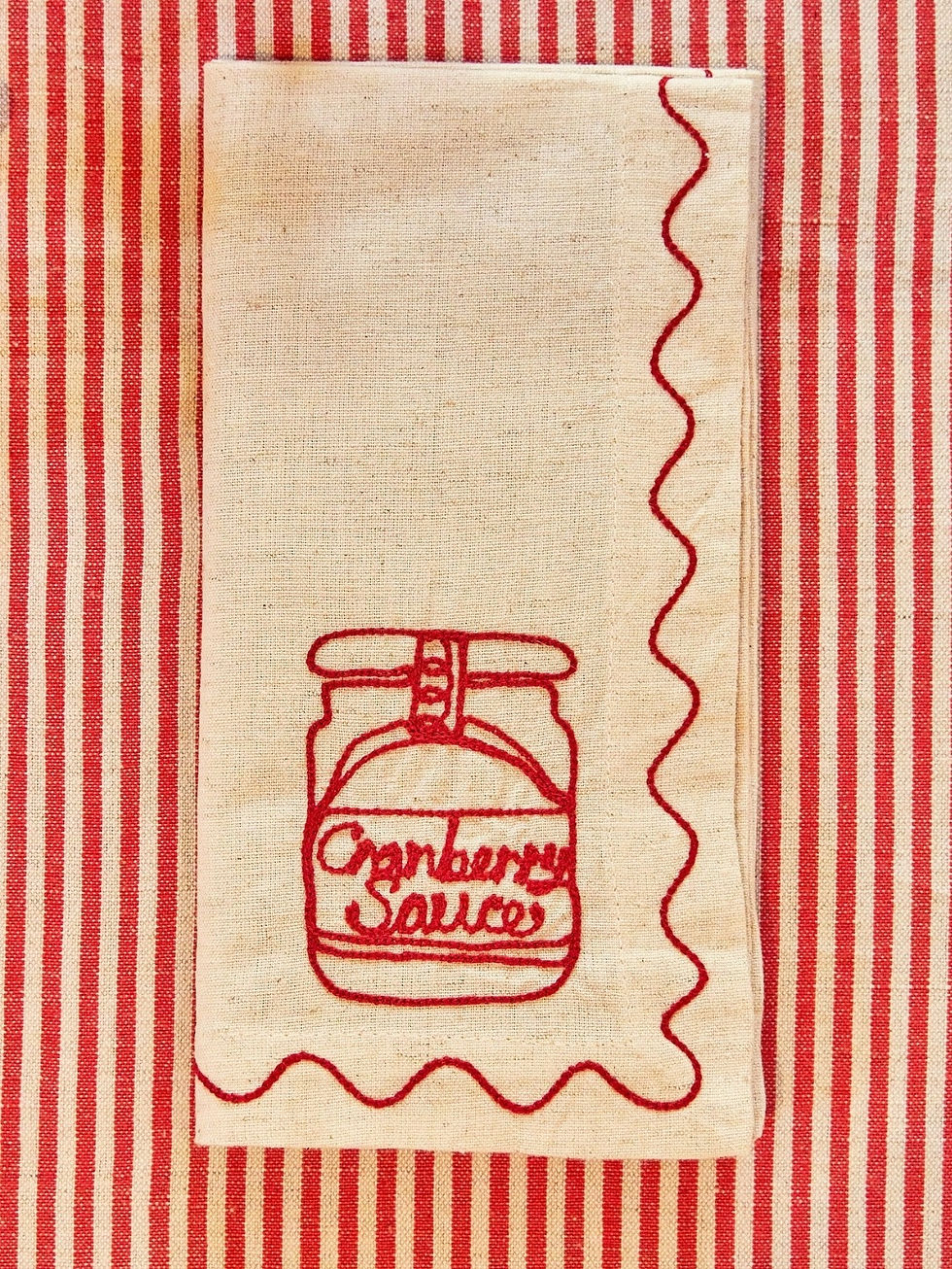 Thumbnail: Embroidered Christmas Condiment Napkins (Set of 6)