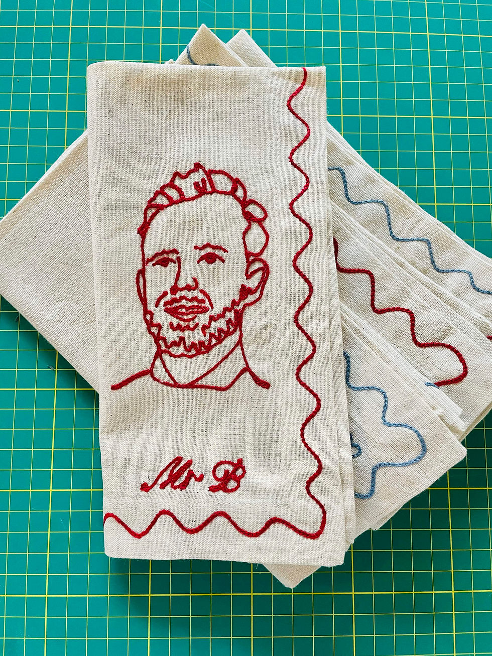 Thumbnail: Embroidered Portrait Napkin