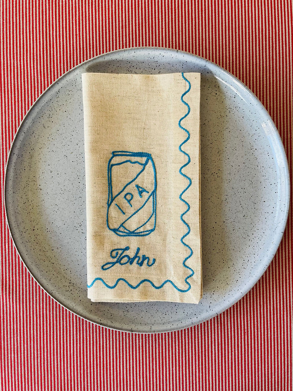 Thumbnail: Embroidered Couple's Cocktail Napkins (Set Of 2)