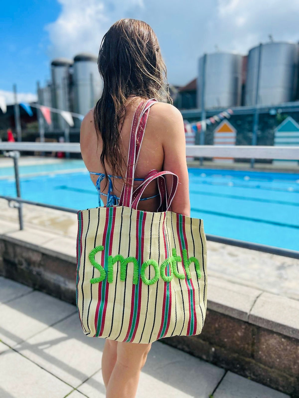 Thumbnail: Embroidered Crunchy n Smooth Market Tote Bag