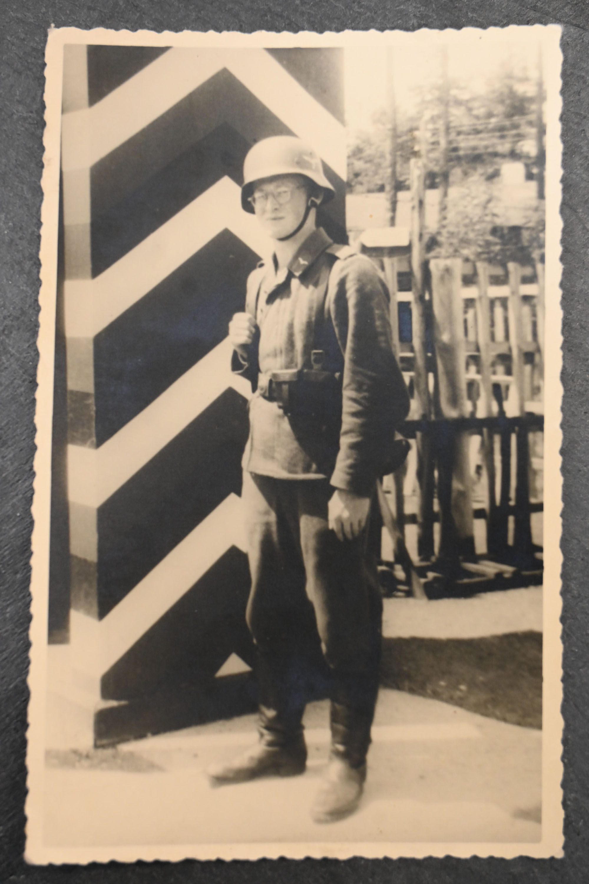 Luftwaffe postcard with helmet