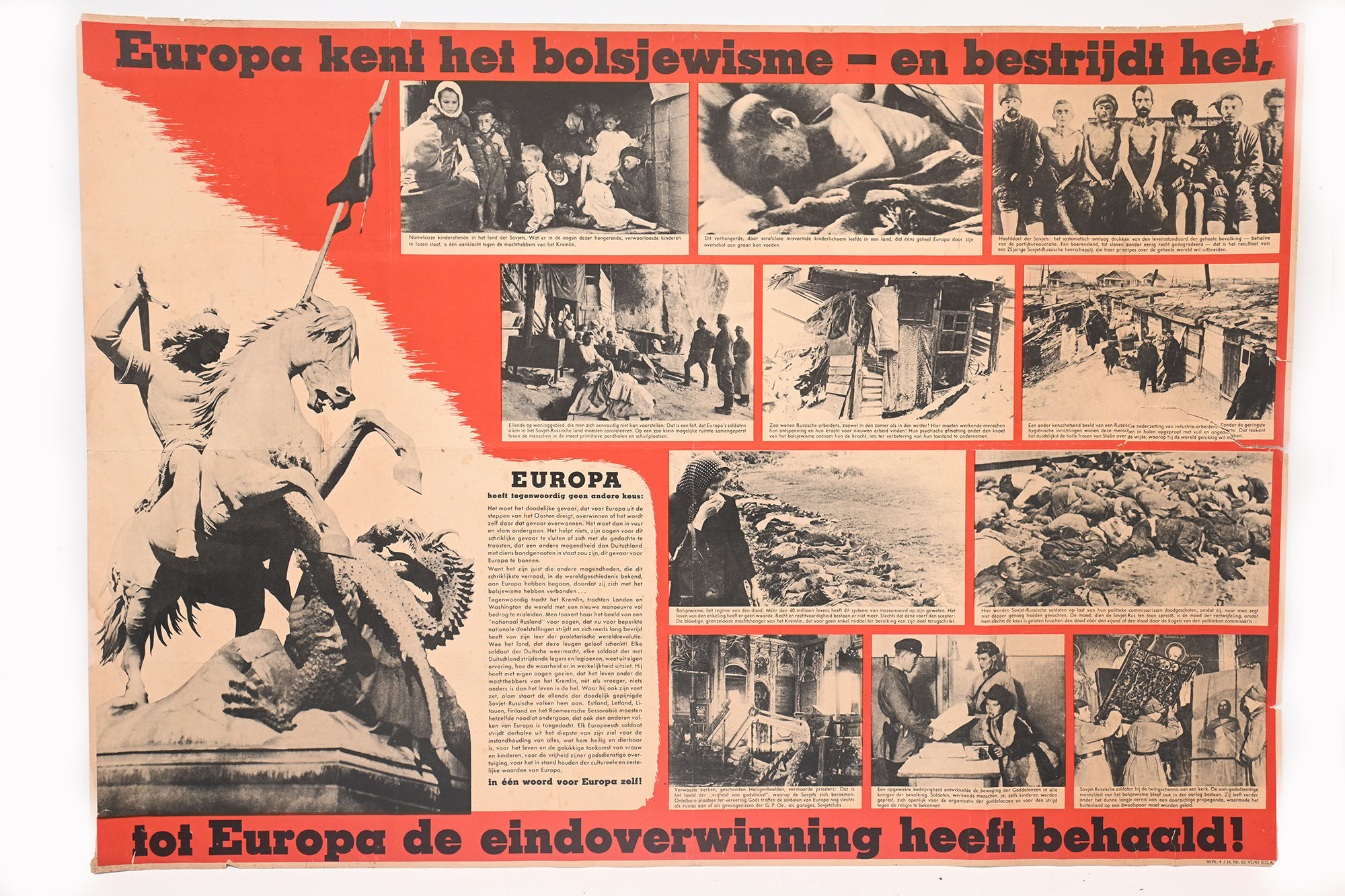 Popaganda-Plakat auf Niederländisch. Kampf gegen den Bolschewismus