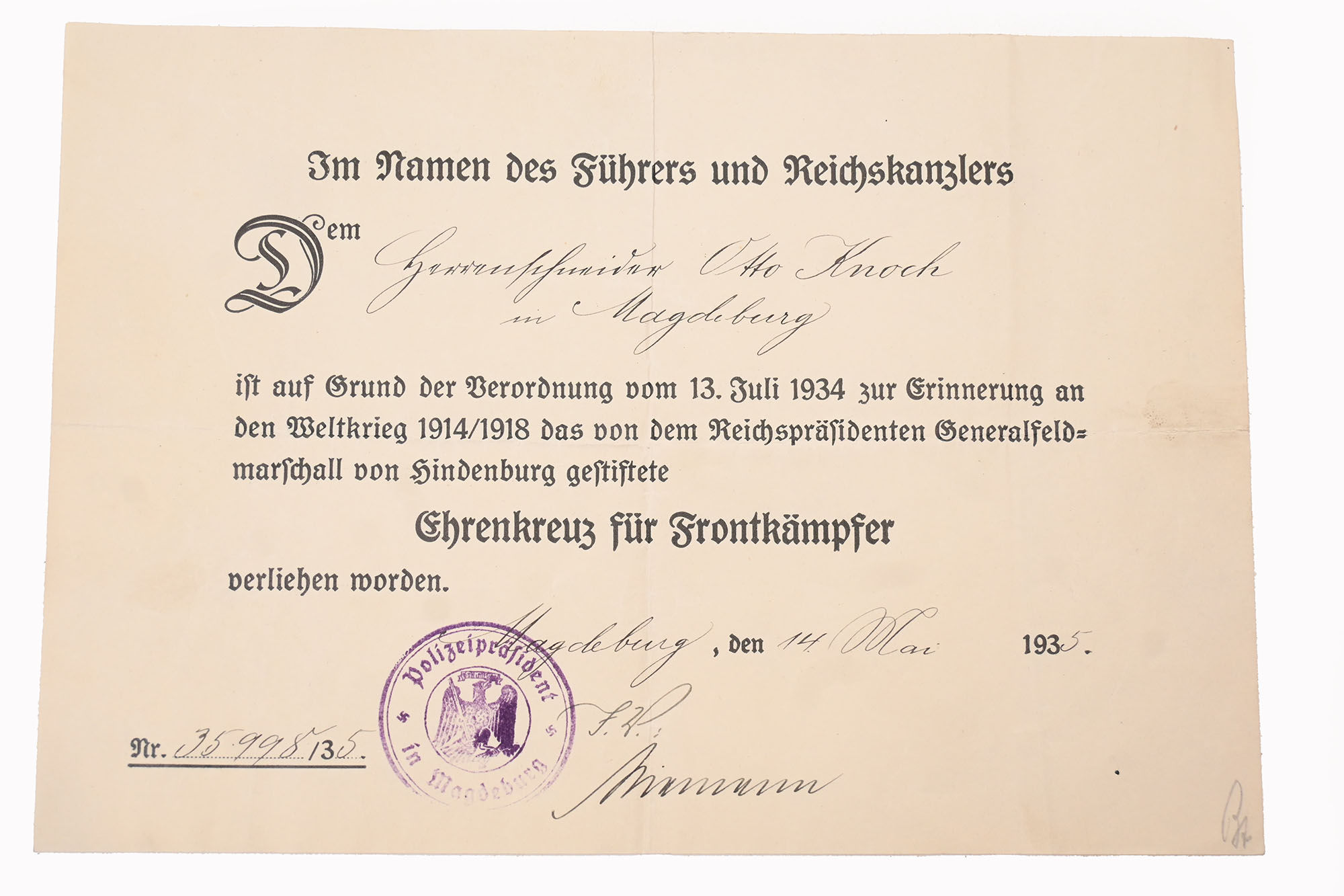 Hindenburg Cross Document