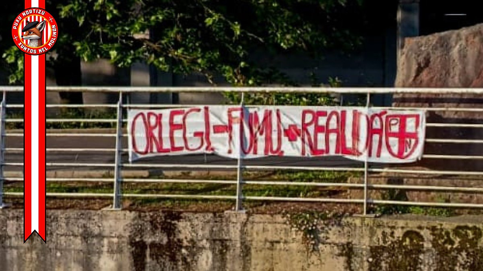 Pancarta "Orlegi, - fumu, + realidá"