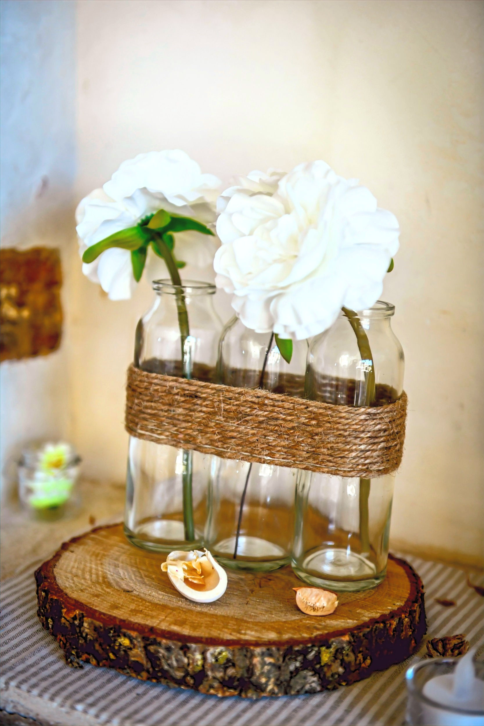 Vase en verre par trois