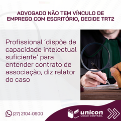 Advogado não tem vínculo de emprego com escritório, decide TRT2