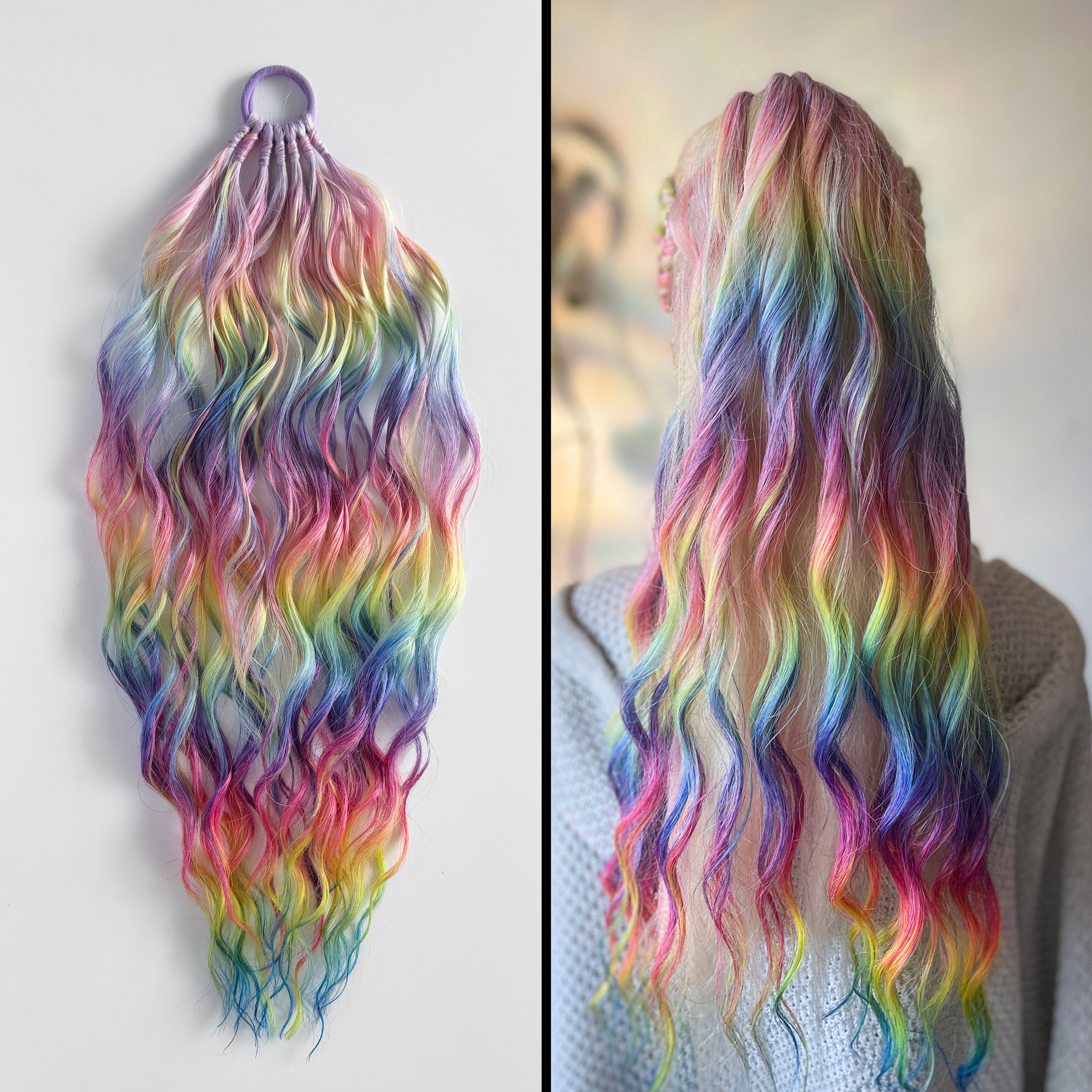 Rainbow Wavy Ponytail 22"/50g