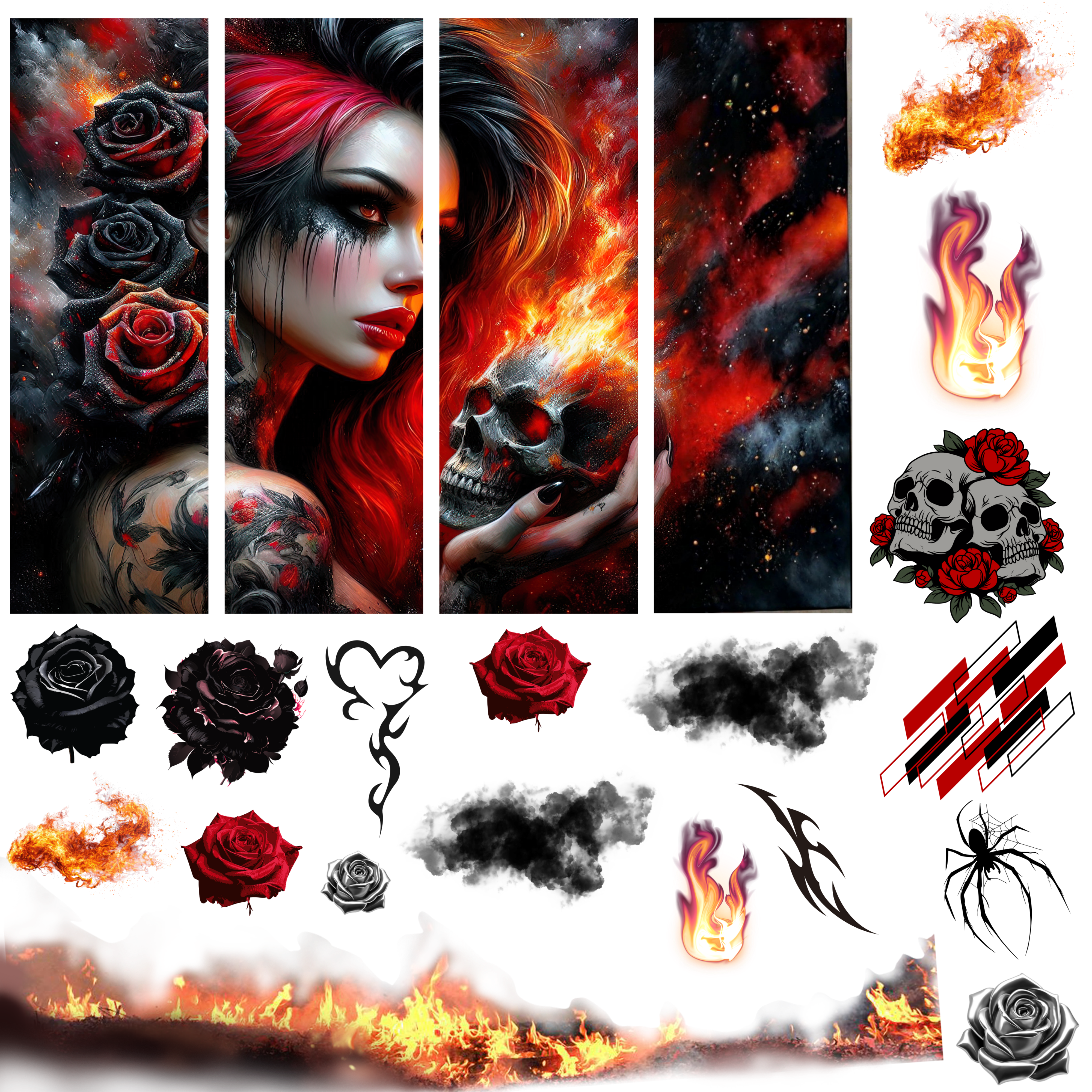 UVDTF Element Sheet Fiery Skull