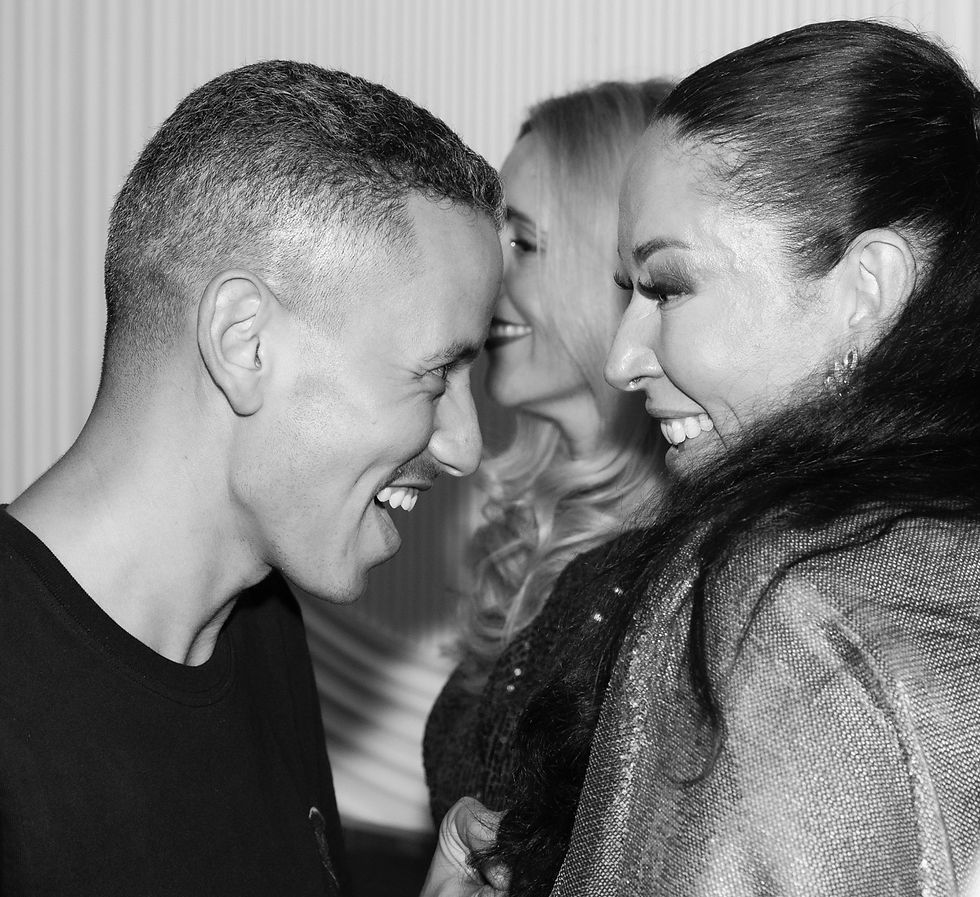 Black and white portrait Amy Griffith and partner at birthday disco night Marrakech January 2026 — Eaton House Studio