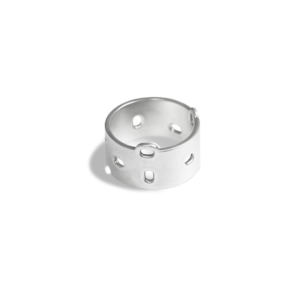 Hole Ring in White Gold Plated Silver