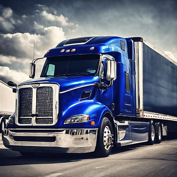 side view of a Royal Blue Semi with a trailer.jpg