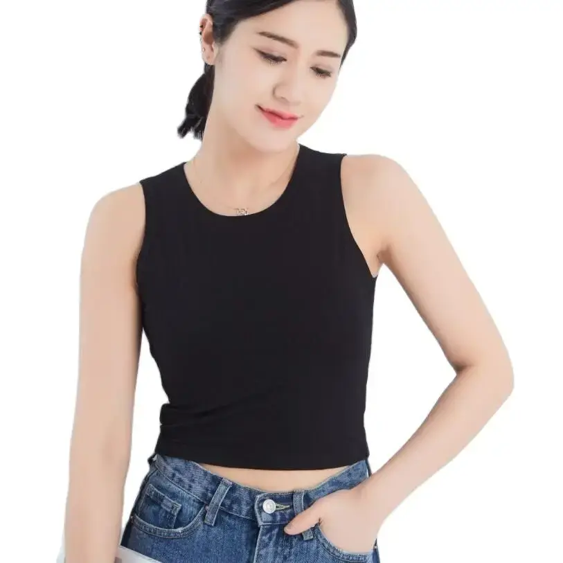 Thumbnail: Fitness Skinny Cotton Tank Top Women 2024 New Female Tight  Bustier Crop Top