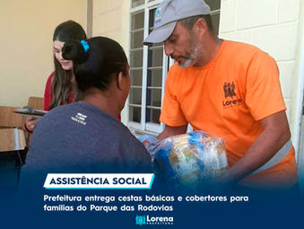 Prefeitura entrega cestas básicas e cobertores para famílias do Parque das Rodovias