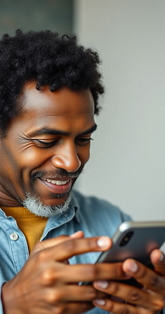 older african-american man getting help with mobile device from you adult hispanic-racewit