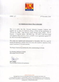 Hindalco Industries Limited Performance Certificate